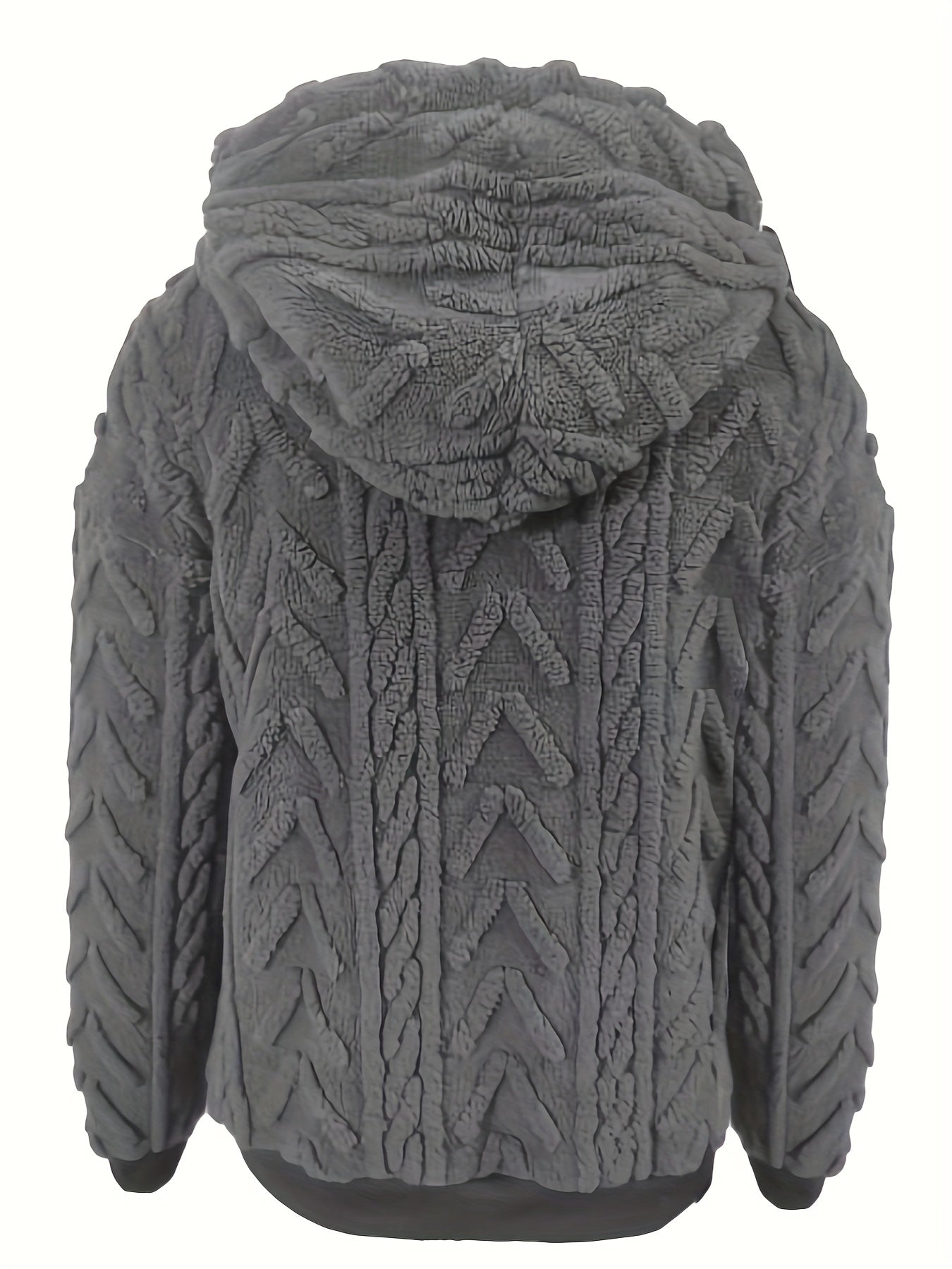 Comfortable Cable Knit Fleece Hoodie for Women with Drawstring Hood Long Sleeve Oversized Cozy Style