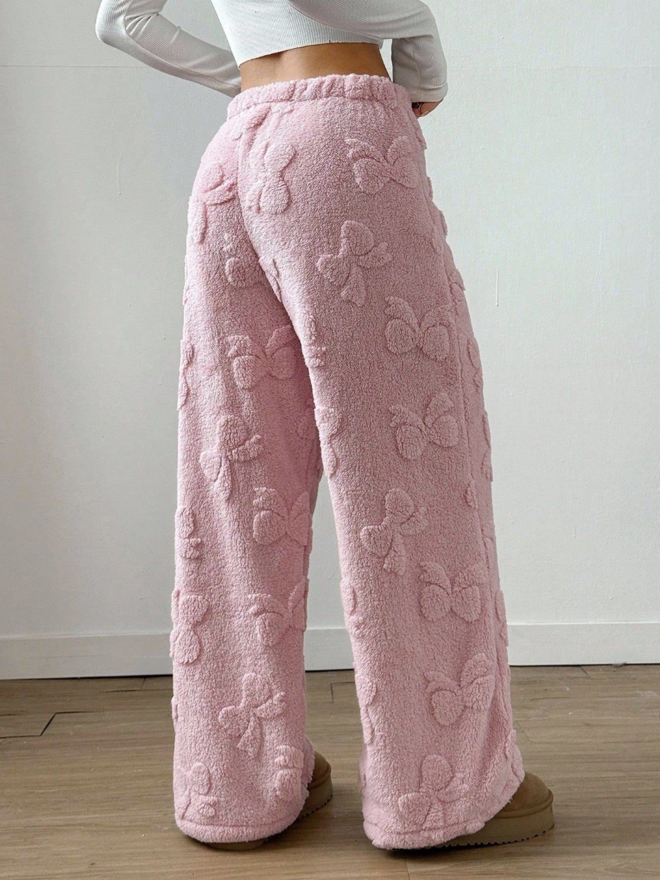 Women's Casual Youthful Fashion Daily Wear Loose Pink Plush Pants