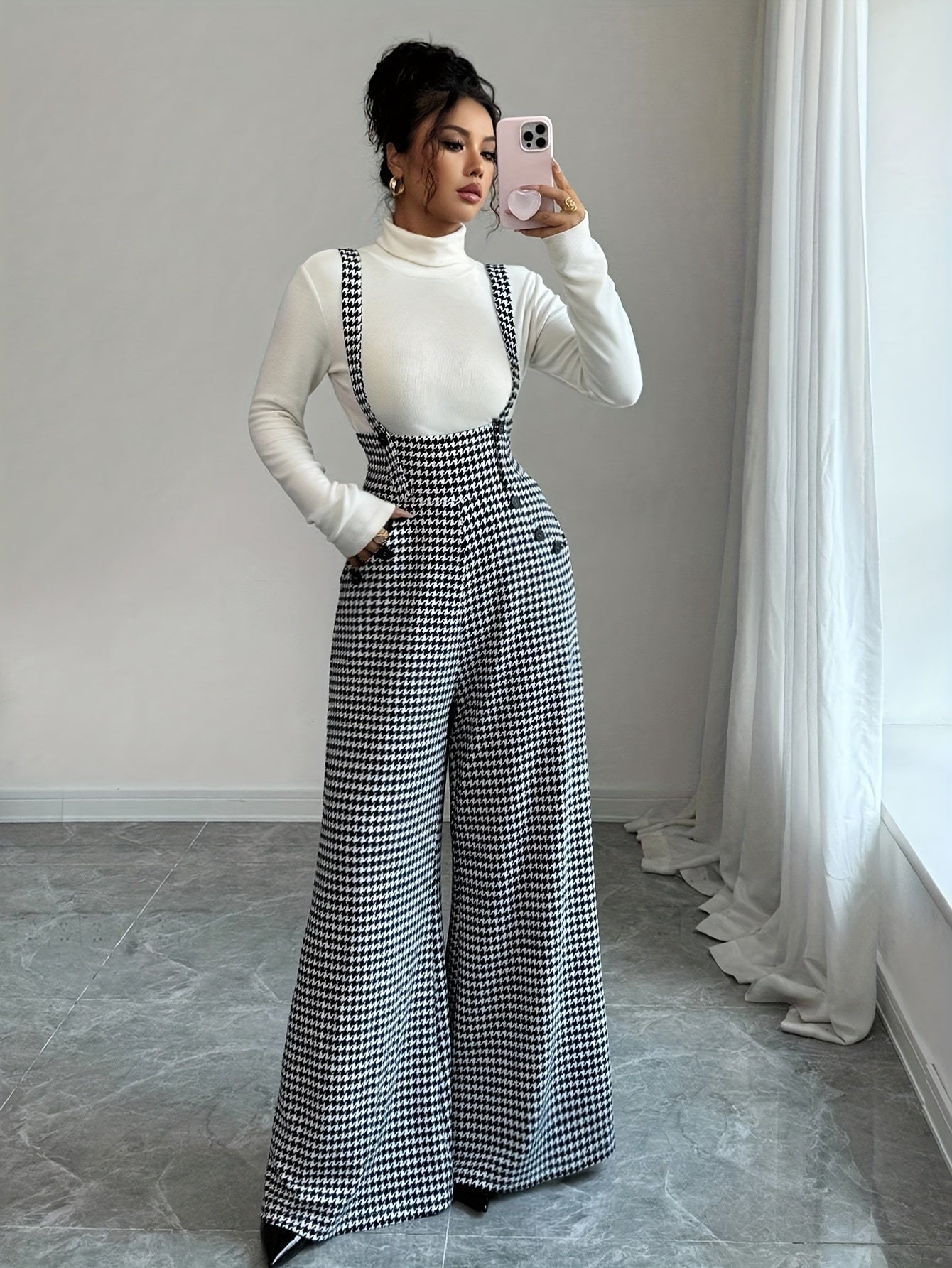 Women's Printed Strap Straight-Leg Jumpsuit