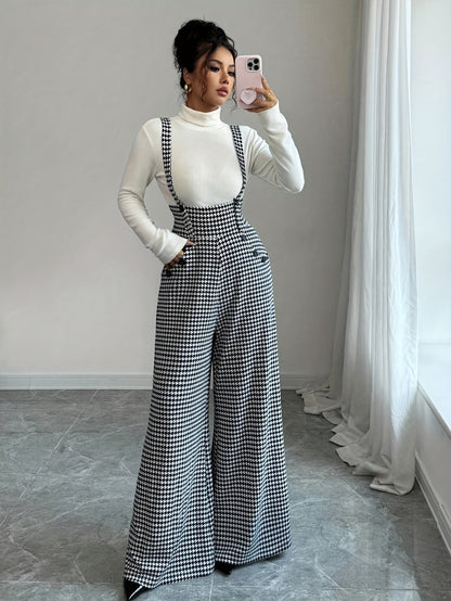 Women's Printed Strap Straight-Leg Jumpsuit