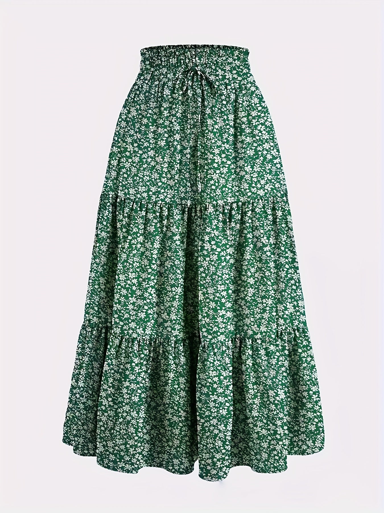 Effortless Tiered Maxi Skirt for Women with Paperbag Waist Drawstring Flowing Boho Style