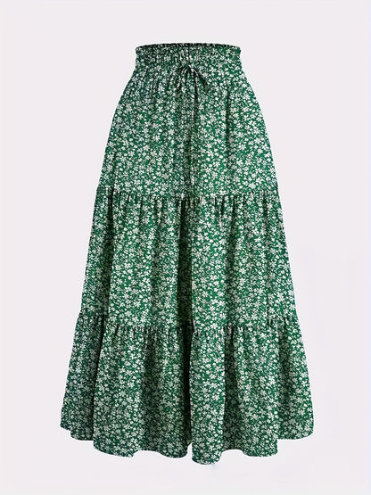 Effortless Tiered Maxi Skirt for Women with Paperbag Waist Drawstring Flowing Boho Style