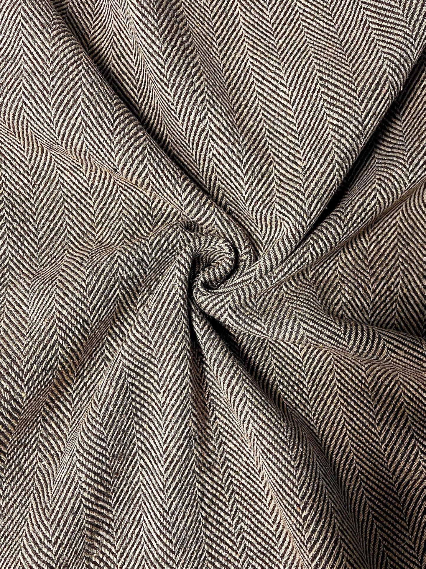 Elegant Khaki Herringbone Tweed Blazer for Women with Lapel Collar Long Sleeve Leather Trim Gold Button Style
