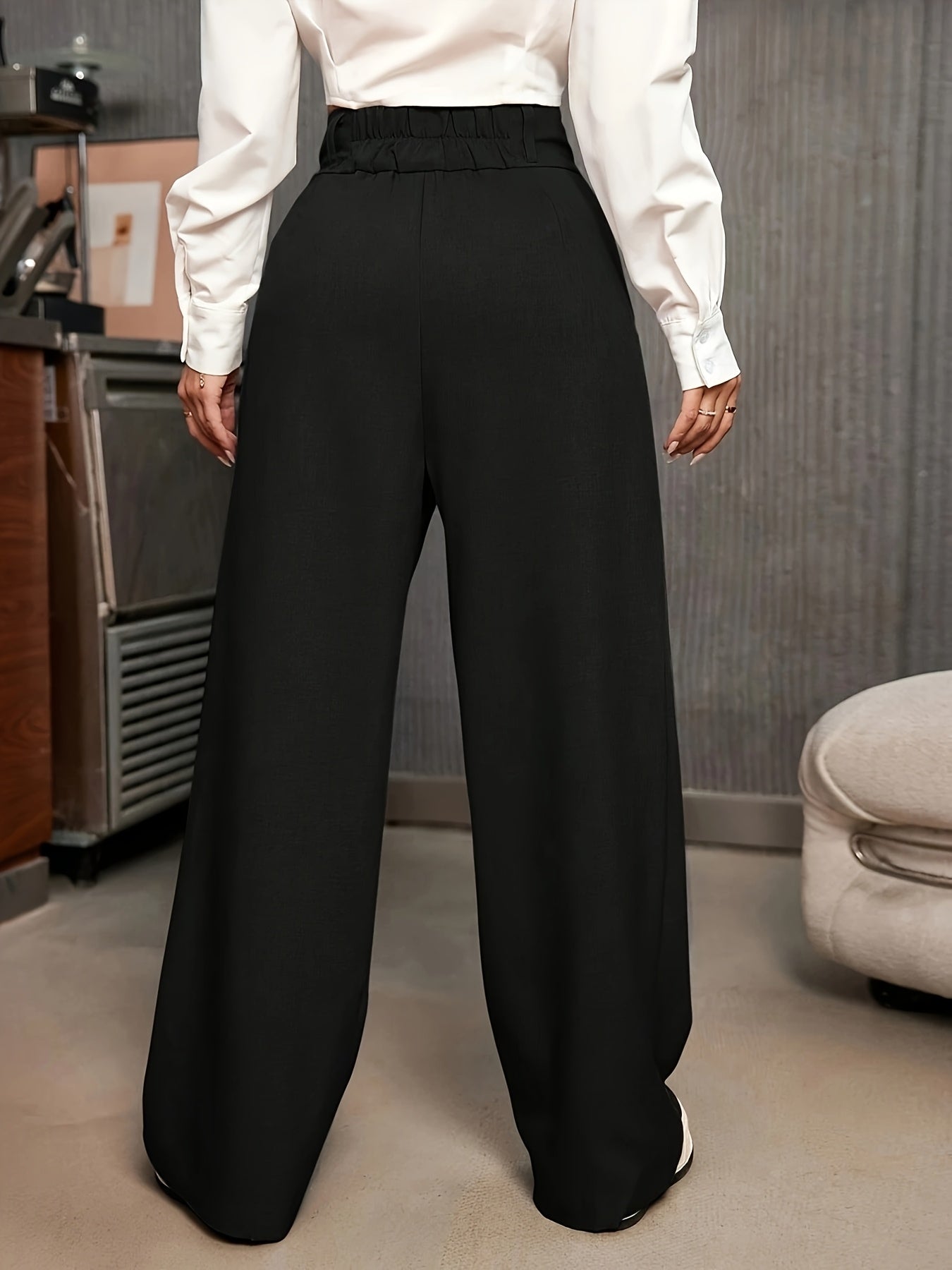 Effortless Pleated Wide Leg Trousers for Women with High Waist Button Front Tailored Relaxed Style