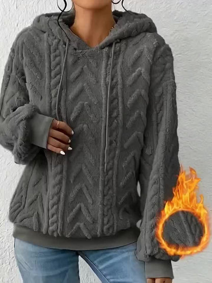 2025 Autumn And Winter Women'S New Fleece-Lined Comfortable Casual Solid Color Hoodie