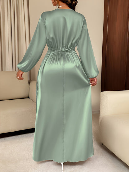 Women's Solid-color Simple Daily and Party Banquet Satin Bridesmaid Dress with Pleated Design