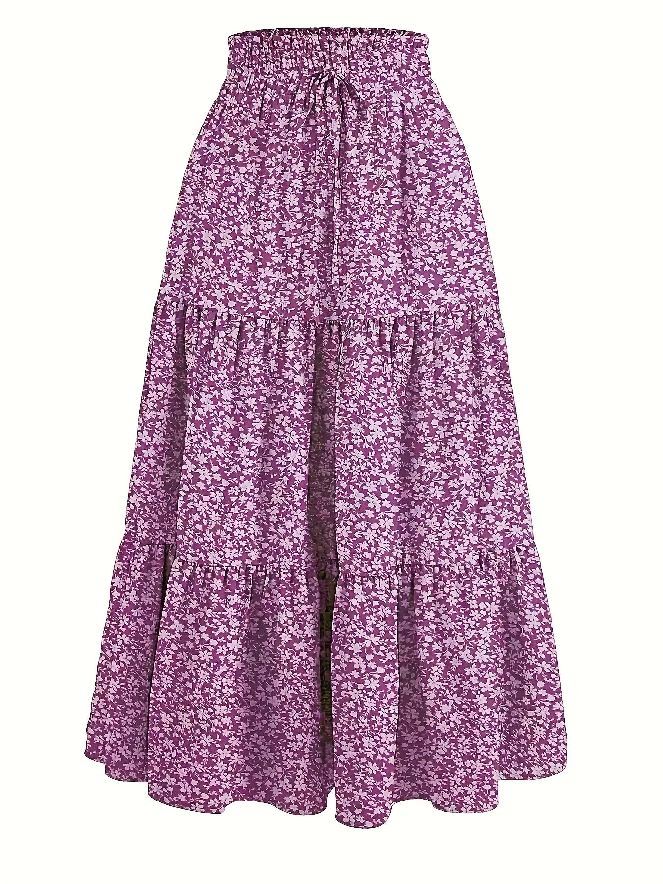 Effortless Tiered Maxi Skirt for Women with Paperbag Waist Drawstring Flowing Boho Style