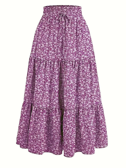 Effortless Tiered Maxi Skirt for Women with Paperbag Waist Drawstring Flowing Boho Style