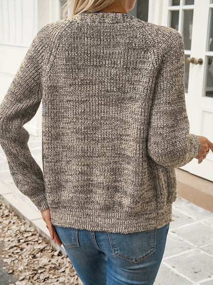 Comfortable Chunky Knit Cardigan Sweater for Women with V Neck Long Sleeve Button Front Relaxed Style