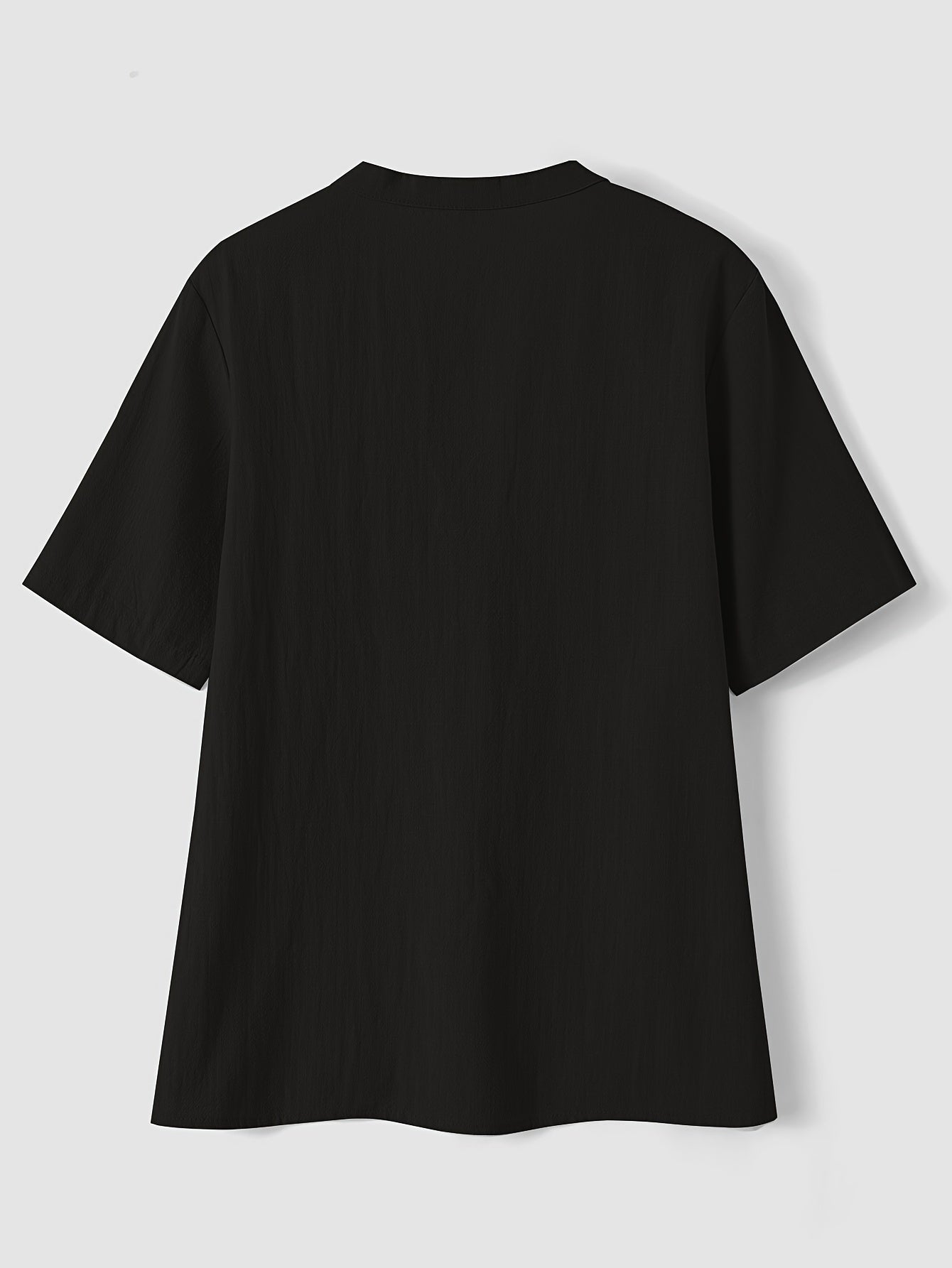 Effortless Textured Blouse for Women with Notch V Neck Short Sleeve Button Front Relaxed Style
