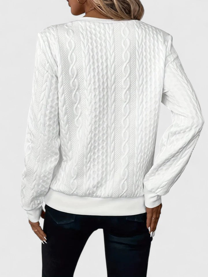 Comfortable Cable Knit Sweatshirt for Women with Quarter Zip Crew Neck Long Sleeve Relaxed Oversized Knit Style