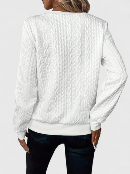 Comfortable Cable Knit Sweatshirt for Women with Quarter Zip Crew Neck Long Sleeve Relaxed Oversized Knit Style