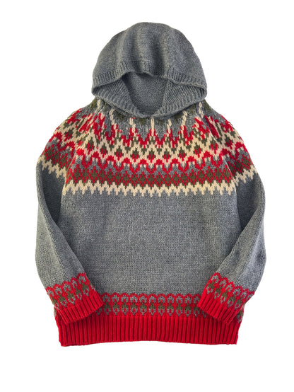 Comfortable Fair Isle Sweater for Women with Hooded Long Sleeve Relaxed Oversized Knit Style