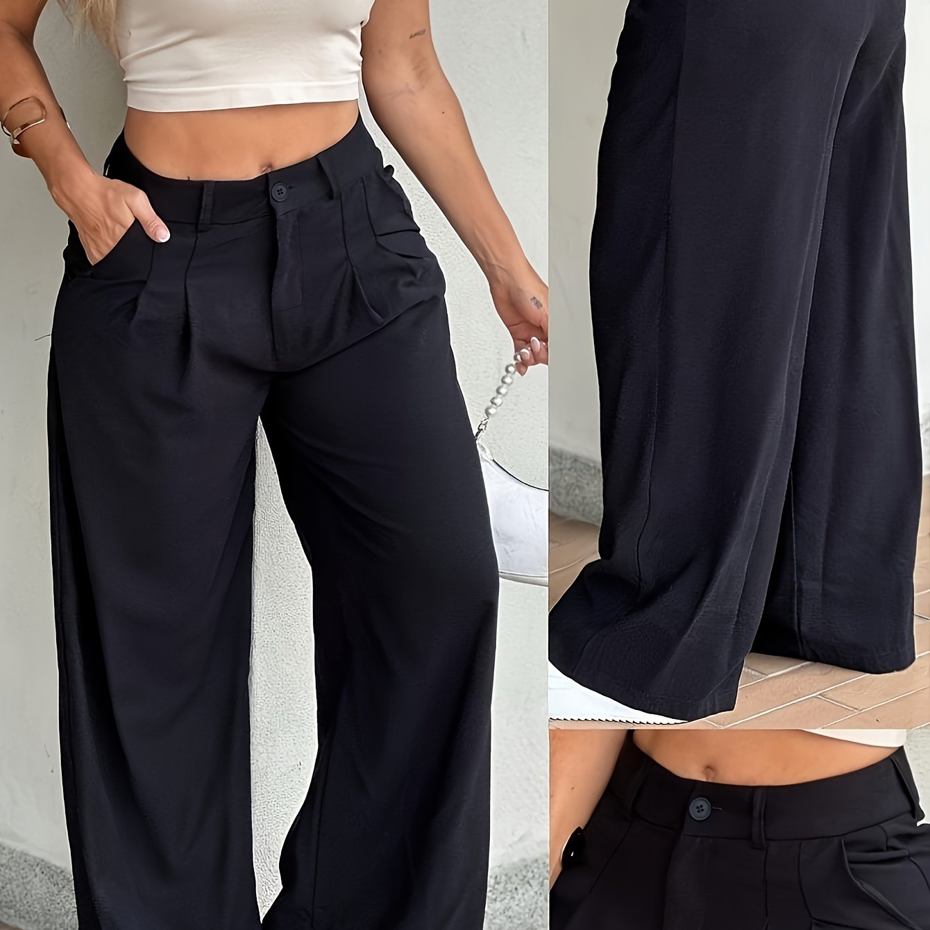 Effortless Wide Leg Pants for Women with High Waist Pleated Front Relaxed Casual Style