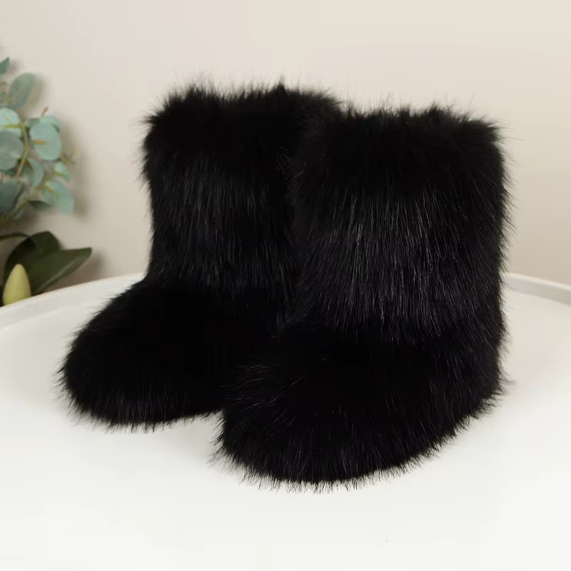 Effortless Faux Fur Boot for Women with Fluffy Shaggy Ankle Cozy Winter Style