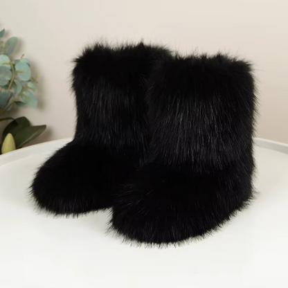 Effortless Faux Fur Boot for Women with Fluffy Shaggy Ankle Cozy Winter Style