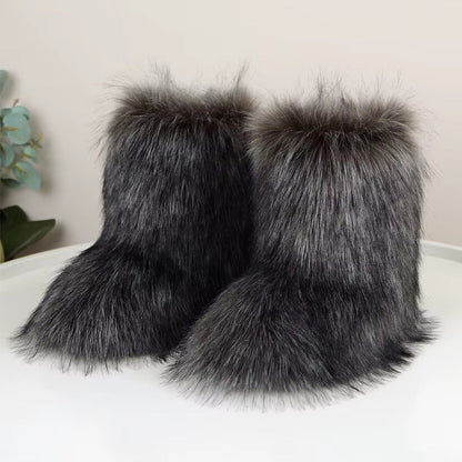 Effortless Faux Fur Boot for Women with Fluffy Shaggy Ankle Cozy Winter Style