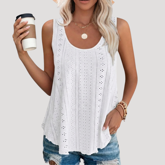 Effortless Crochet Tank Top for Women with Scoop Neck Sleeveless Relaxed Flowing Boho Style