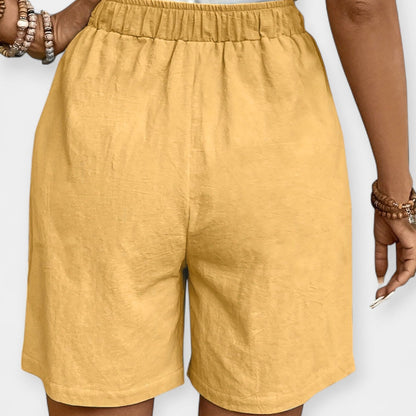 Effortless Linen Wide Leg Shorts for Women with High Waist Drawstring Relaxed Flowing Casual Style