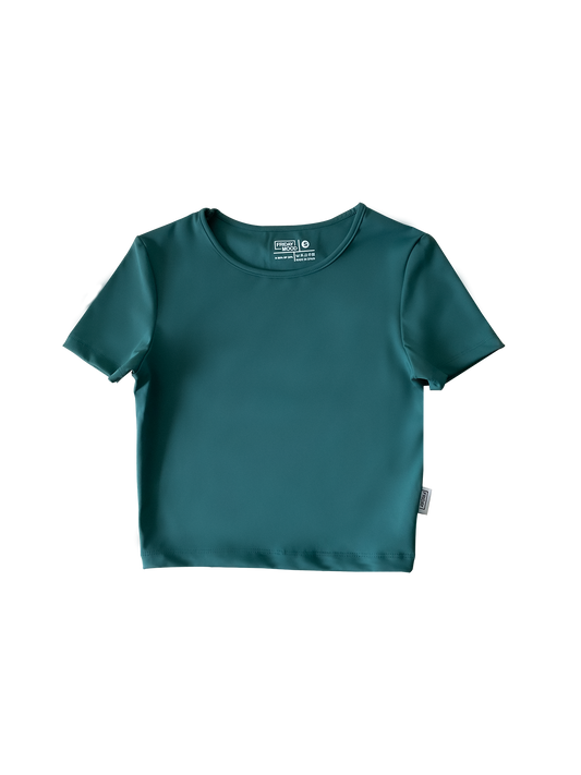 Dunkelgrünes Kurzarm-T-Shirt für Damen