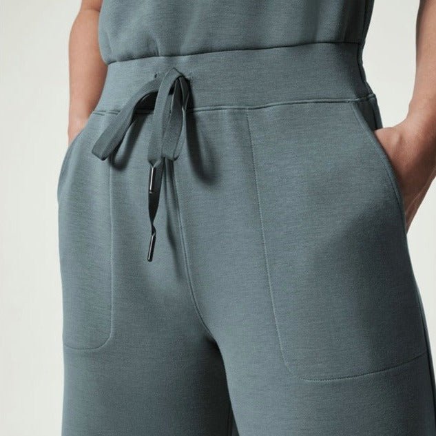 Effortless Ribbed Knit Wide Leg Set for Women with Round Neck Sleeveless Drawstring Two Piece Relaxed Style
