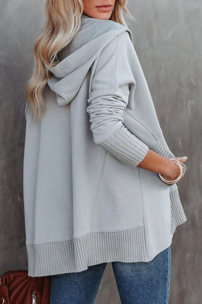 Comfortable Snap Button Hoodie for Women with Hooded Long Sleeve Ribbed Cuff Oversized Style