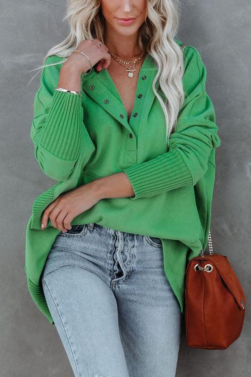 Comfortable Snap Button Hoodie for Women with Hooded Long Sleeve Ribbed Cuff Oversized Style