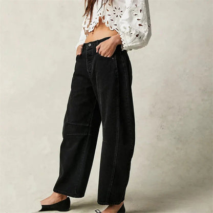Effortless Relaxed Mom Jeans for Women in Cropped Barrel Leg Denim Style