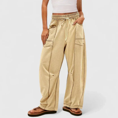 Effortless Cargo Wide Leg Pants for Women with High Waist Drawstring Relaxed Casual Style