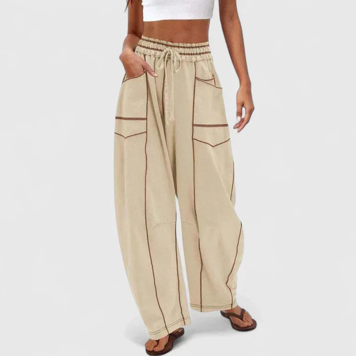 Effortless Cargo Wide Leg Pants for Women with High Waist Drawstring Relaxed Casual Style
