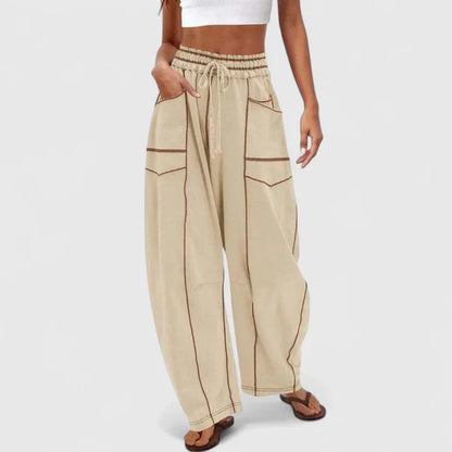 Effortless Cargo Wide Leg Pants for Women with High Waist Drawstring Relaxed Casual Style