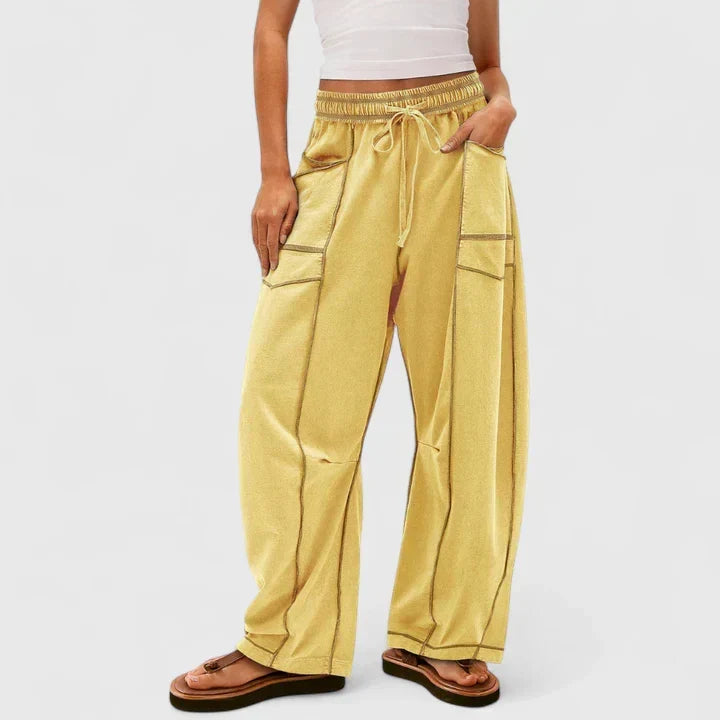 Effortless Cargo Wide Leg Pants for Women with High Waist Drawstring Relaxed Casual Style